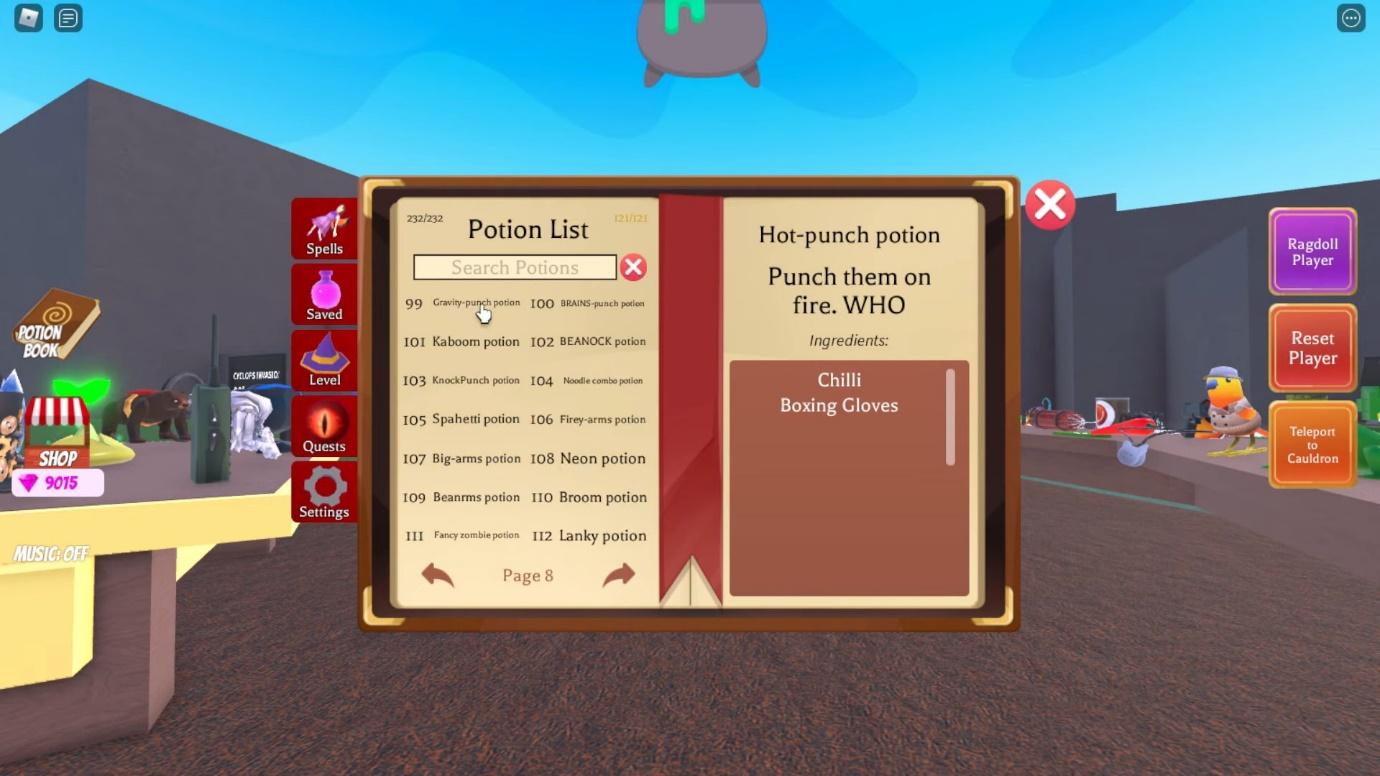 All Potions And Recipes In Roblox Wacky Wizards KiwiPoints